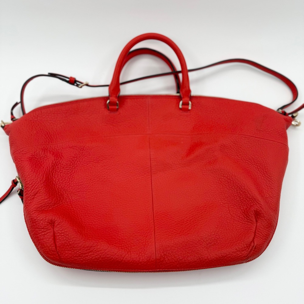 Tory Burch Ivy Slouchy Satchel Samba Red Pebbled Leather Handbag 32163 NEW - Picture 4 of 16